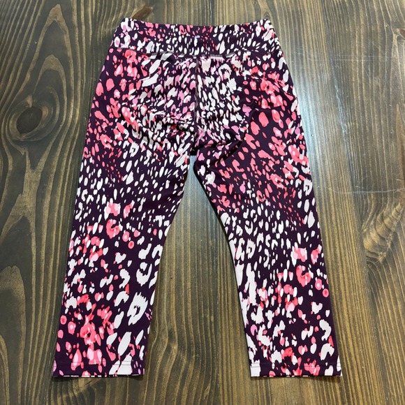 FILA SPORT Womens Large Patterned Capri Leggings Pink Purple Stretch Activewear - Picture 2 of 6